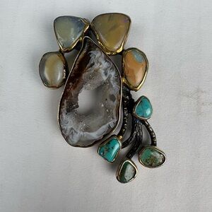 Vintage Bora Pendant .925 Sterling Silver Artisan Statement Piece Large Earthy